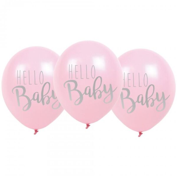 Balony różowe Hello Baby - zestaw 6 szt